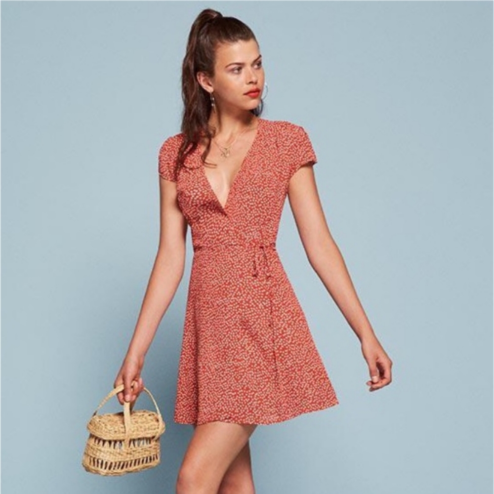 Reformation Monica Dress Red Scribble Size Small - Picture 5 of 13